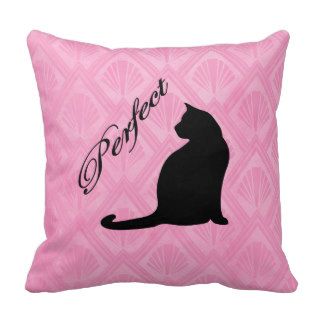 Pink Black Cat Silhouette Perfect Pillows