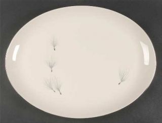 Pickard Whisper 15 Oval Serving Platter, Fine China Dinnerware   Gray Wheat,Cre