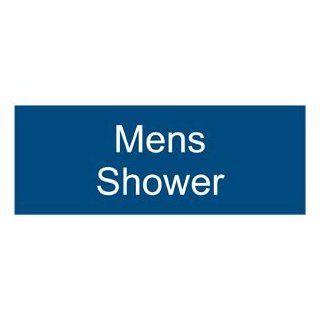 Mens Shower White on Blue Engraved Sign EGRE 433 WHTonBLU Wayfinding  Business And Store Signs 