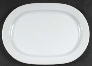 Block China Lisboa White 15 Oval Serving Platter, Fine China Dinnerware   All W