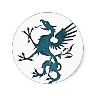 Turquoise Griffon (Eagle Lion) Round Stickers