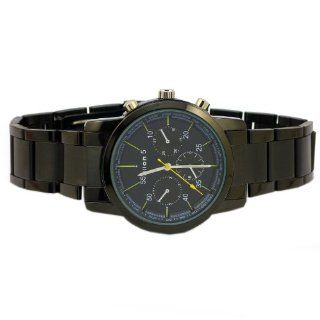 Wilon Quartz Black Dial All Black Stainless Steel Yellow Hands Classic Style Men's Watch #1004W at  Men's Watch store.