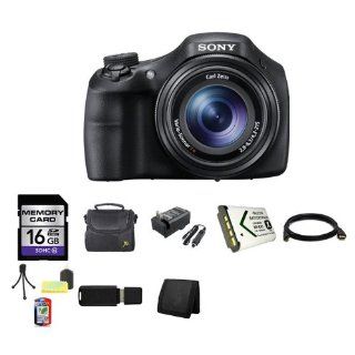 Sony Cyber shot DSC HX200V 18.2 MP Exmor R CMOS Digital Camera with 30x Optical Zoom and 3.0 inch LCD (Black) + 16GB SDHC Class 10 Memory Card + Extended Life Battery + Ac/Dc Rapid Charger + USB Card Reader + Memory Card Wallet + Deluxe Case w/Strap + Shoc