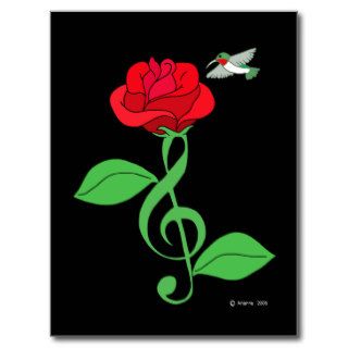 Hummingbird Rose Clef Post Card