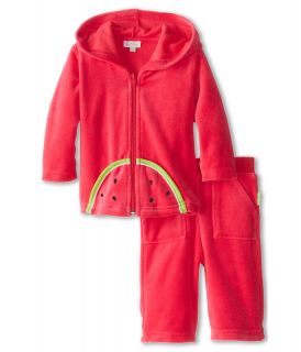 le top Watermelon Cutie Velour Hoodie and Capri Lounge Pant Girls Sets (Pink)