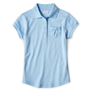 Izod Short Sleeve Bow Pocket Polo Shirt   Girls 4 18 and Plus, Blue, Girls
