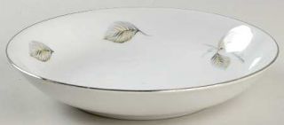 Edelstein Normandy Coupe Soup Bowl, Fine China Dinnerware   Gray W/Yellow Leaf