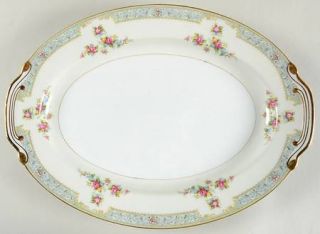 Monarch (Japan) Rosaline 16 Oval Serving Platter, Fine China Dinnerware   Blue