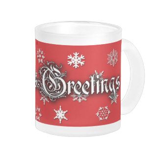 Christmas frosted mugs & cups, Season's Greetings