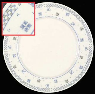 Sango Sabrina Dinner Plate, Fine China Dinnerware   Blue&Green Checked Band,Blue