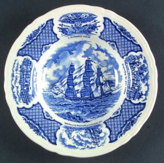 Alfred Meakin Fair Winds Blue Rim Soup Bowl, Fine China Dinnerware   Blue Ship S