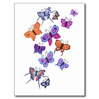 colourful cartoon butterfly postcard