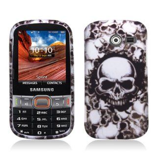 Aimo Wireless SAMM390PCLMT237 Durable Rubberized Image Case for Samsung Array/Montage M390   Retail Packaging   White Skulls Cell Phones & Accessories