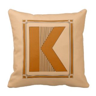 Straight lines art deco with monogram, letter K Pillow