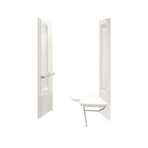 Transfer 1 1/4 in. x 39 3/8 in. x 65 1/4 in. Two Piece Direct to Stud Shower End Wall Set in White 62055125 0