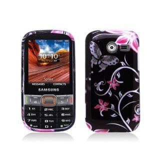 Black Pink Flower Butterfly Hard Cover Case for Samsung Array Montage SPH M390 Cell Phones & Accessories