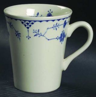 Franciscan Denmark Blue Mug, Fine China Dinnerware   Blue Floral & Lines, Emboss