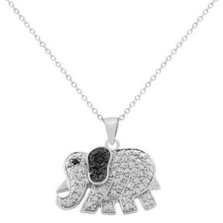 0.01 CT.T.W. Round Cut Diamond Accent Prong Set Elephant Silver Plated Pendant