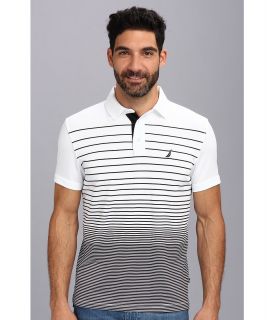 Nautica Linear Stripe S/S Polo Mens Short Sleeve Pullover (White)