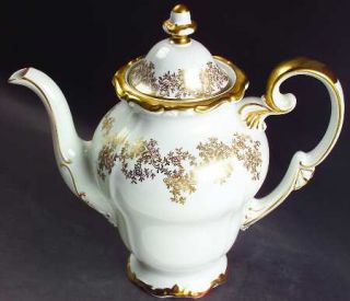 Weimar 14051 Coffee Pot & Lid, Fine China Dinnerware   Katherina, Gold Flowers,