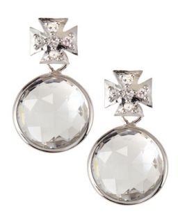 Maltese Cross Quartz & Sapphire Drop Earrings