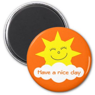 Cute Cartoon Sun Have A Nice Day Orange Custom Magnet