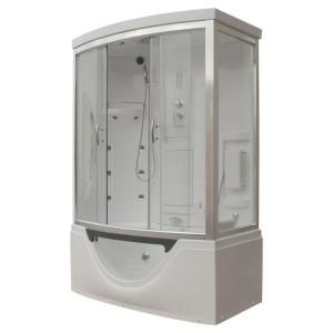 Steam Planet 59 in. x 33 in. x 88 in. Steam Shower Enclosure Kit with Whirlpool Tub in White MK557LW