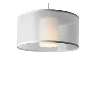 Tech Lighting 700MPMDLNWNC LED Mini Dillon   13" LED Monopoint Pendant, Chrome Finish with Frost Glass with Brown Organza Shade   Chandeliers  