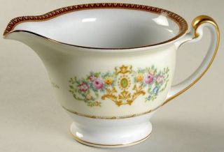 Meito Mei57 Creamer, Fine China Dinnerware   Red & Yellow Border Floral With Scr