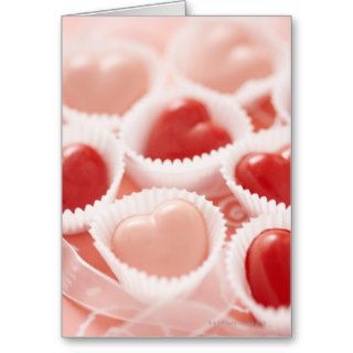 Heart shaped candies greeting cards