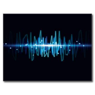 Blurry abstract audio wave light effect post card