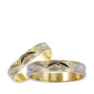 14k Yellow Gold, Matching His and Her Duo Wedding Band Rings Set 4mm Wide Size 8 and 10 Jewelry