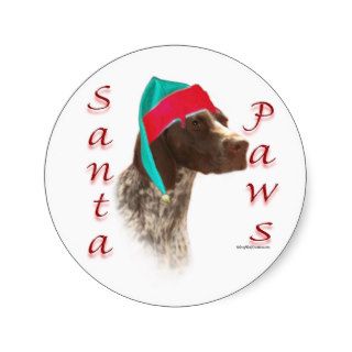 German Shorthaired Pointer Santa Paws Round Sticker