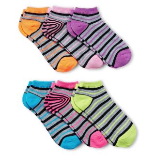 6 pk. Striped Low Cut Socks, Gray, Womens
