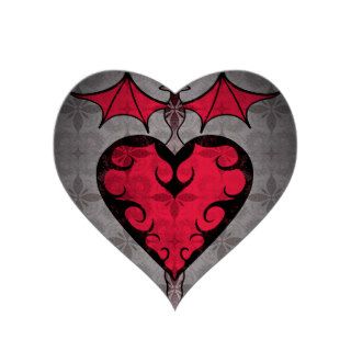 Gothic victorian staked vampire heart in red heart stickers