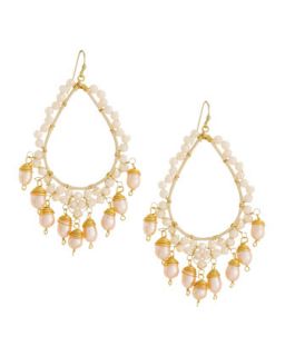 Pearl/Crystal Teardrop Earrings, Cream