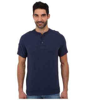 Request Rich Knit Top Mens Short Sleeve Pullover (Navy)