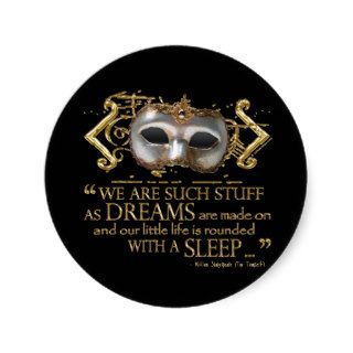 The Tempest Quote (Gold Version) Round Stickers