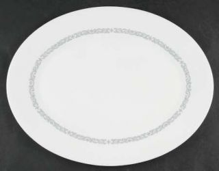 Minton Silver Scroll 15 Oval Serving Platter, Fine China Dinnerware   Gray Scro