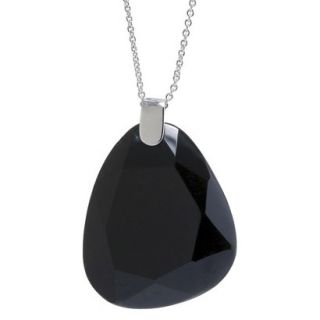 Silver Plated Faceted Onyx Pendant   Silver/Black (18)