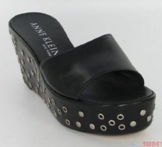 Anne Klein Winslow Woman's Platform Wedge Slide Sandals (8, Black) Shoes