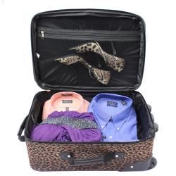 Rockland Deluxe Leopard Perfect Combination 3 piece Expandable Luggage Set Rockland Three piece Sets