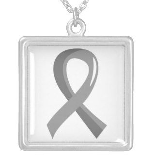 Brain Cancer Grey Ribbon 3 Personalized Necklace