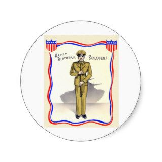 Happy Birthday Soldier Round Sticker