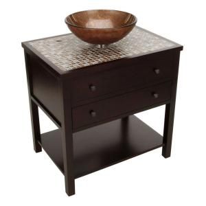 Home Decorators Collection Briscoe 31 in. W x 22 in. D Vanity Top in Espresso with Glass Top/Copper Basin 0322210820