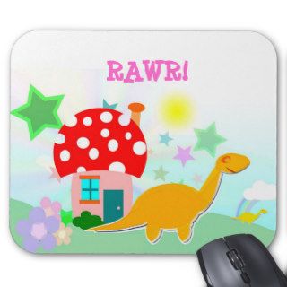 Cute Dinosaurs & Mushroom House Kids Mousepad