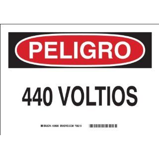 Brady 38205 Aluminum, 7" X 10" Peligro Sign Legend, "440 Voltios" Industrial Warning Signs