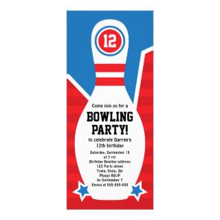 Bowling birthday party invitation with pin