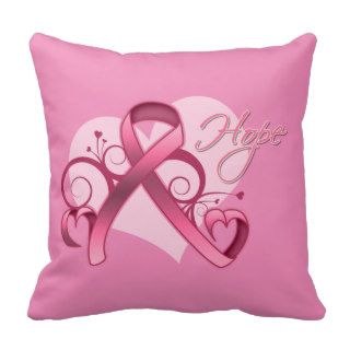 Hope Pink Ribbon   Breast Cancer Throw Pillow
