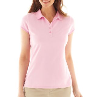 LIZ CLAIBORNE Short Sleeve Polo Shirt   Tall, Pink